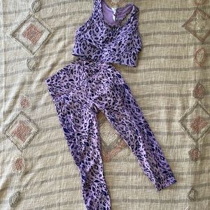 purple leopard print fabletics set